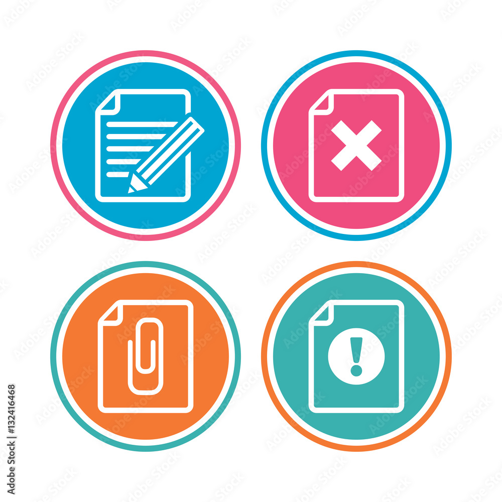 File attention icons. Exclamation signs. File attention icons. Exclamation signs.