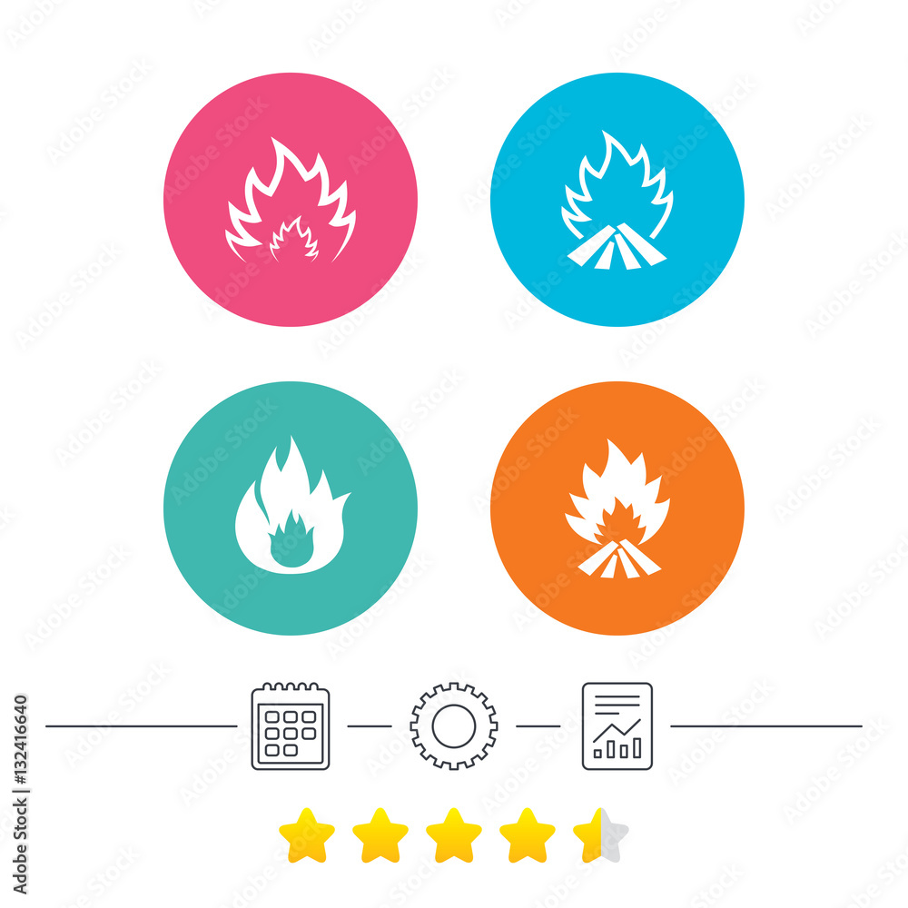Fire flame icons. Heat signs. Fire flame icons. Heat signs.