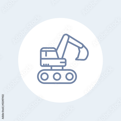 excavator icon in linear style isolated on white