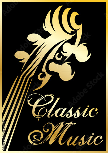 golden vector pattern with violin for classical music concert