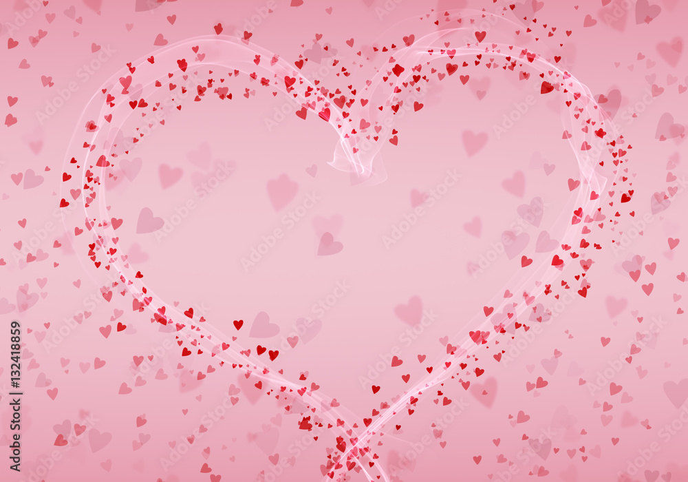 Gentle elegant background with the image of glitter hearts