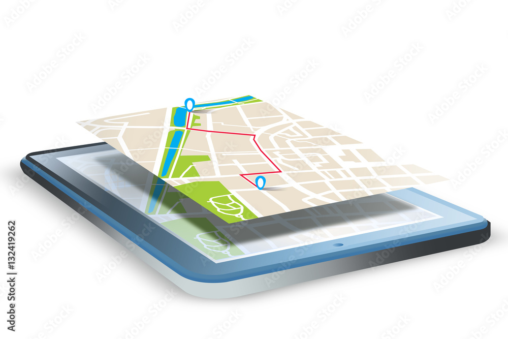 Mobilna nawigacja GPS na tablecie.