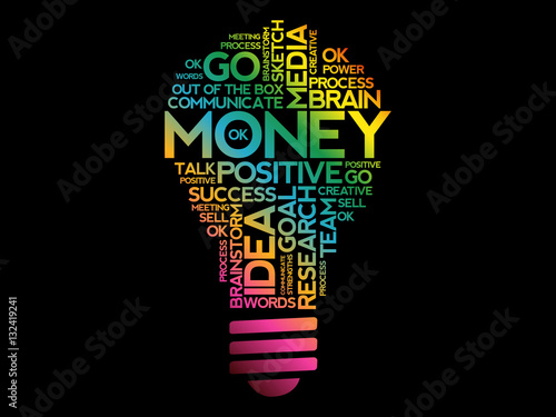 Money bulb word cloud, business concept background