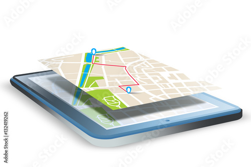 Obraz na płótnie Mobilna nawigacja GPS na tablecie. w salonie