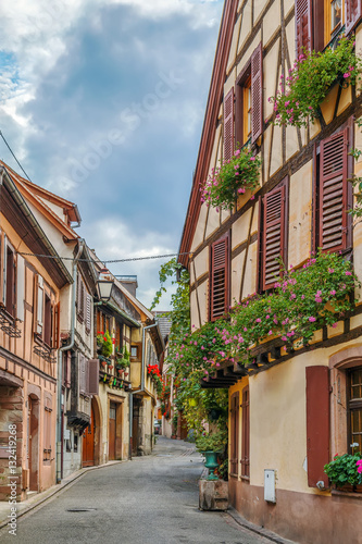 street in Ribeauville, Alsace, France