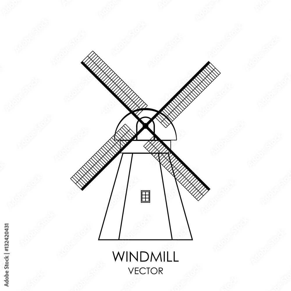Vector Windmill Icon, isolated on white