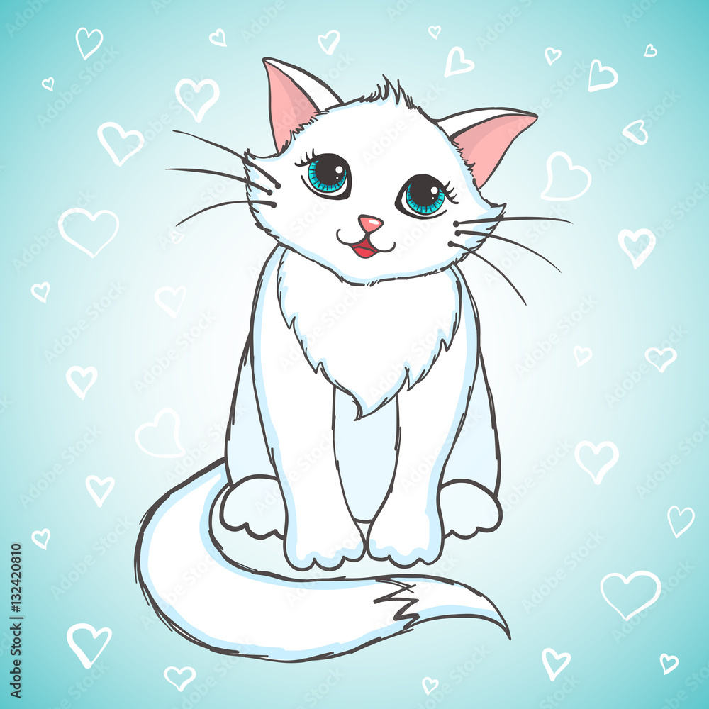 Cute hand drawn cat. Cute hand drawn cat.