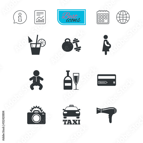 Hotel, apartment service icons. Fitness gym.