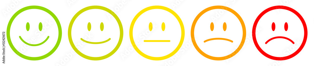 5 Color Faces Outline Feedback/Mood 5 Color Faces Outline Feedback/Mood