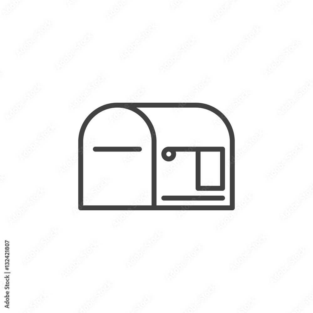 Obraz premium Mail box empty line icon, outline vector sign, linear pictogram isolated on white. Symbol, logo illustration