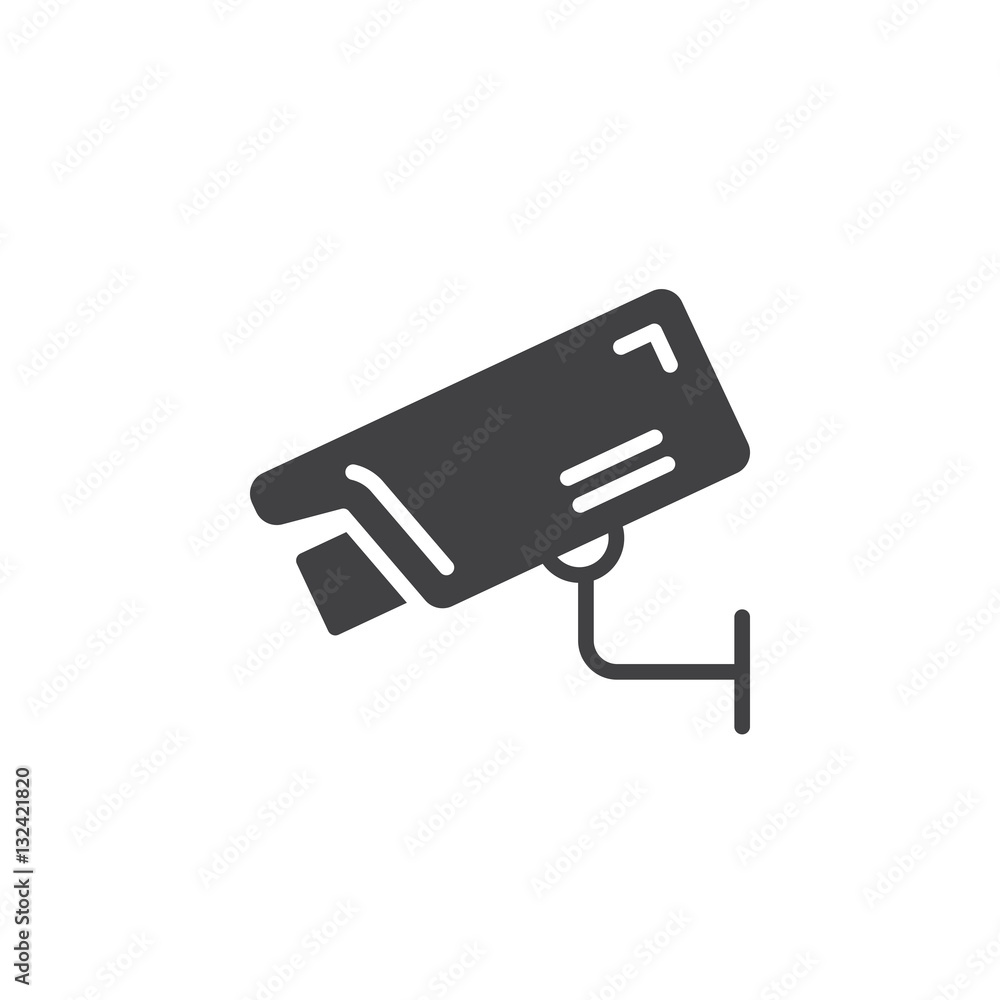 Surveillance camera icon vector, filled flat sign, solid pictogram isolated on white. Symbol, logo illustration