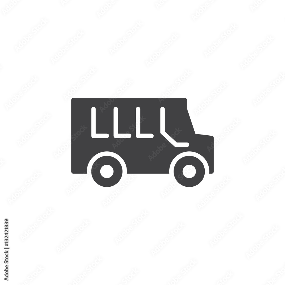 School bus icon vector, filled flat sign, solid pictogram isolated on white. Symbol, logo illustration