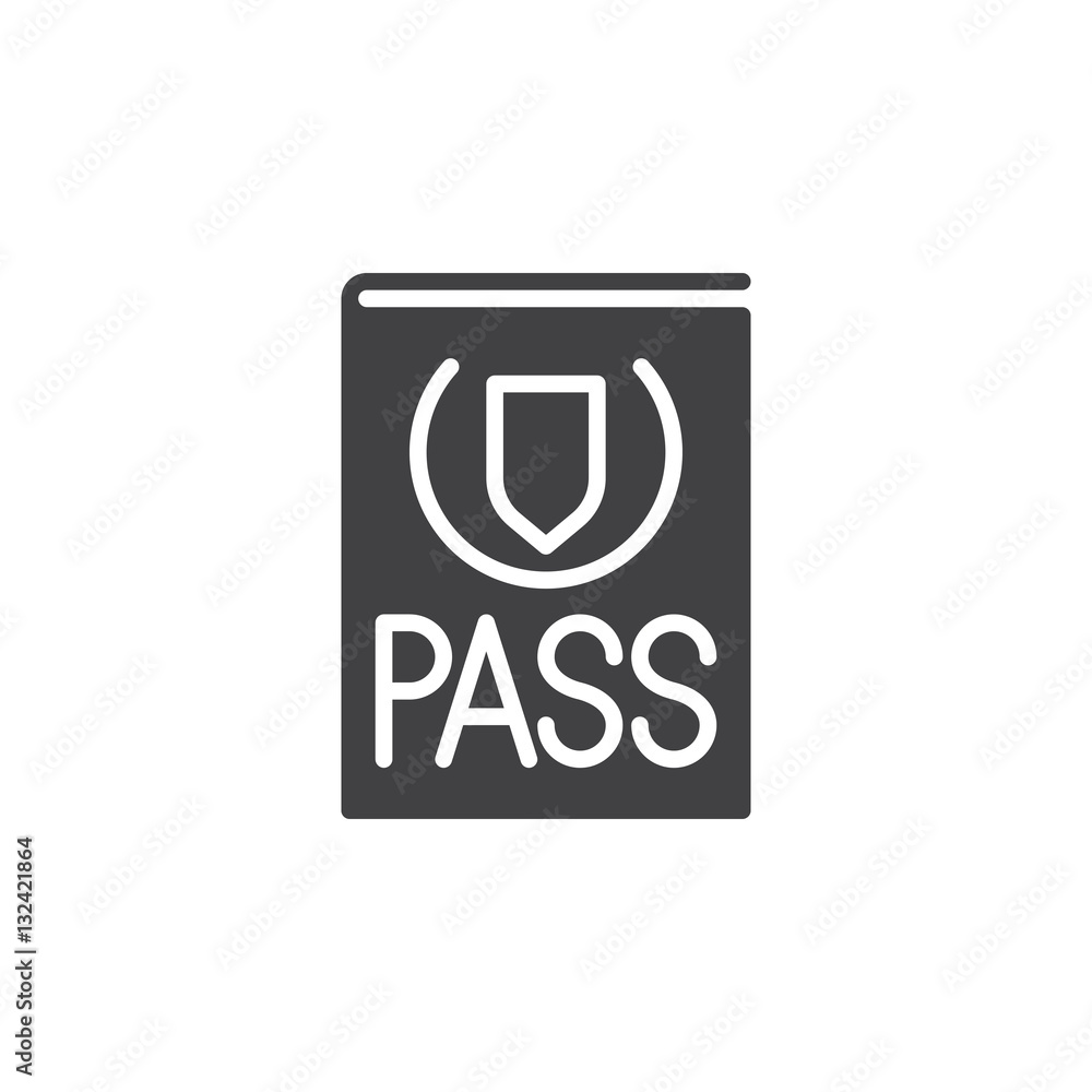 Passport, document icon vector, filled flat sign, solid pictogram isolated on white. Symbol, logo illustration Passport, document icon vector, filled flat sign, solid pictogram isolated on white. Symbol, logo illustration