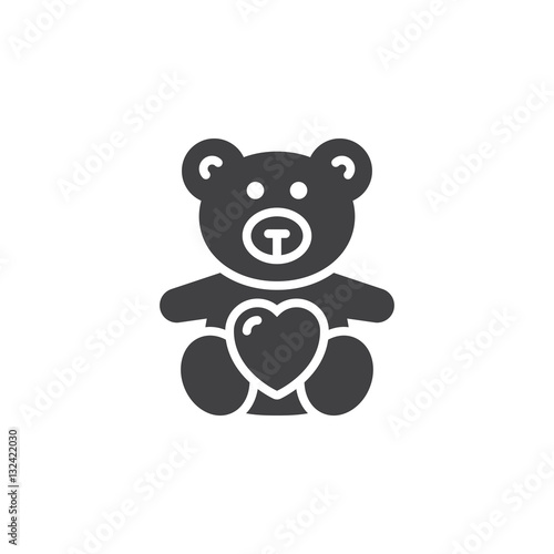 Teddy bear soft toy with heart icon vector  filled flat sign  solid pictogram isolated on white. Symbol  logo illustration