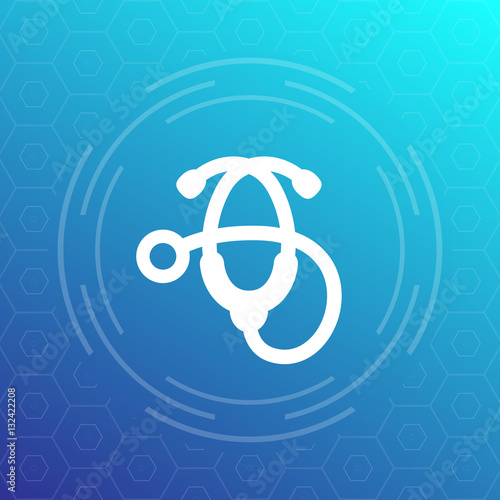 stethoscope icon, therapist, physician, medical ward sign