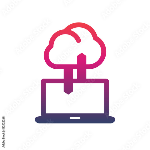 sync with cloud icon, data upload, connection, synchronization symbol over white