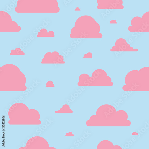 Rosa Wolken - Muster - blau & rosa