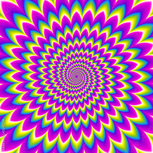 Iridescent spirals. Optical expansion illusion.