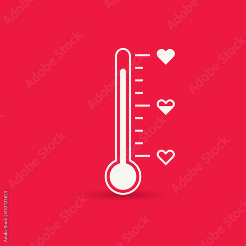 Heart thermometer icon. Love card. Vector