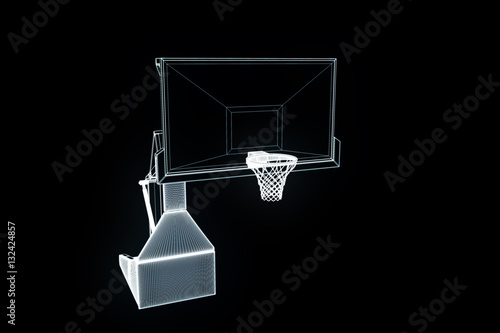 Basket Basketball in Wireframe Hologram Style. Nice 3D Render 