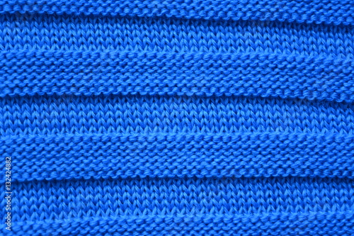 Obraz na plátně beautiful  blue knit knitted warm dense fabric, pattern, stripes, texture, backg