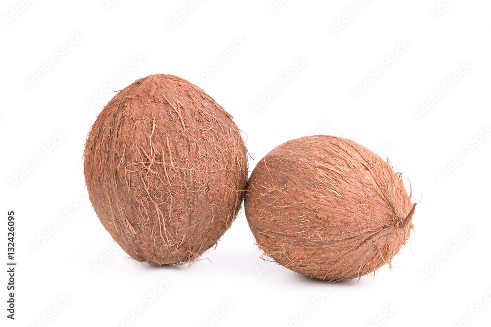 Two coconut on a white background Two coconut on a white background
