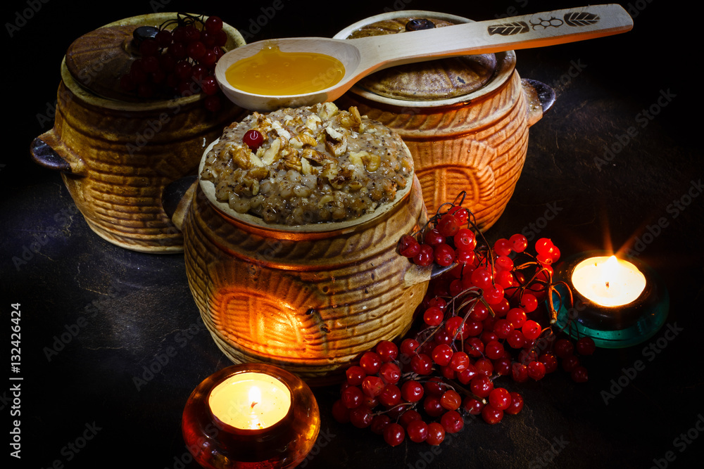 Bowl with kutia - traditional Christmas sweet meal in Ukraine, Belarus and Poland