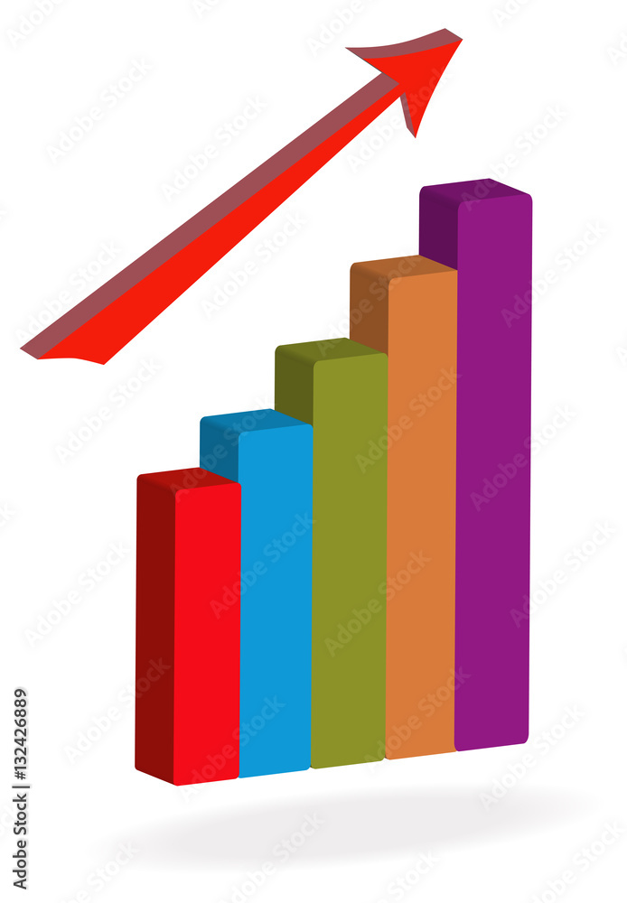 3D bar chart. Vector 3D bar chart. Vector