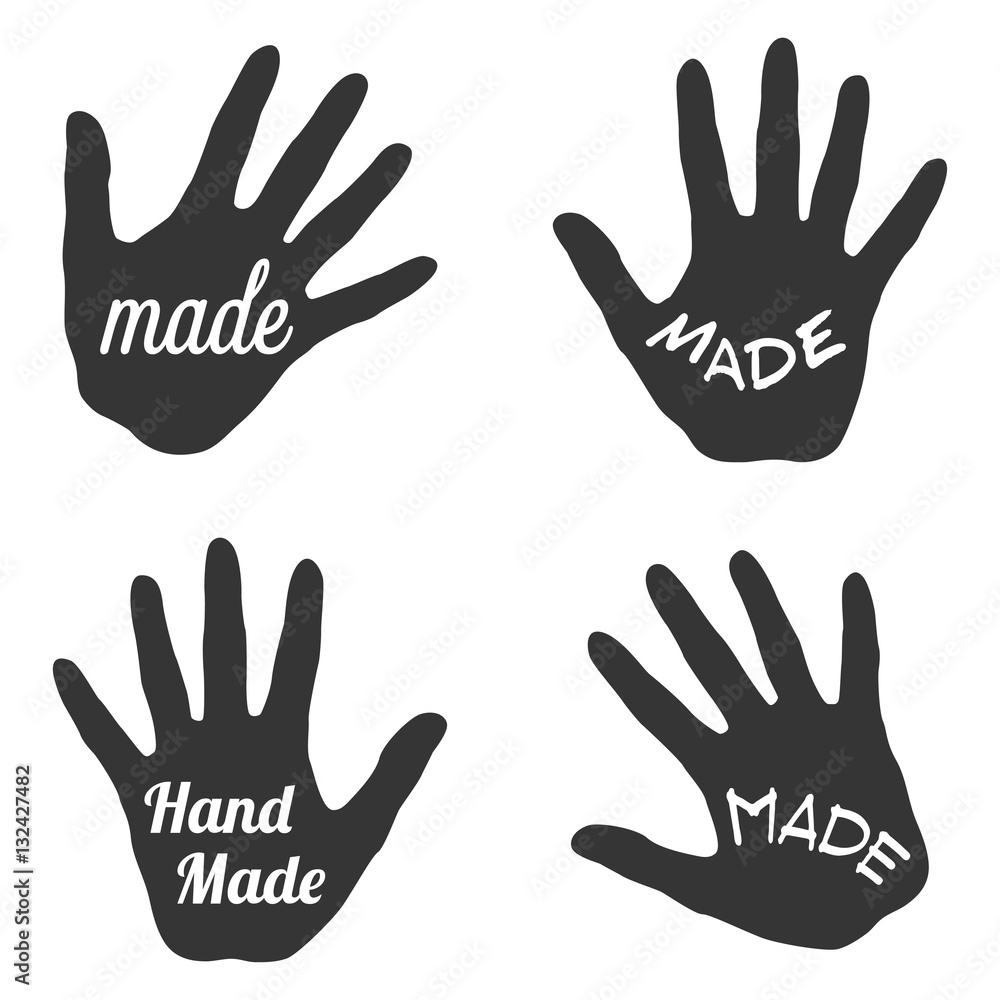 Fototapeta premium Vector label with handmade lettering - stamp for homemade products and shops