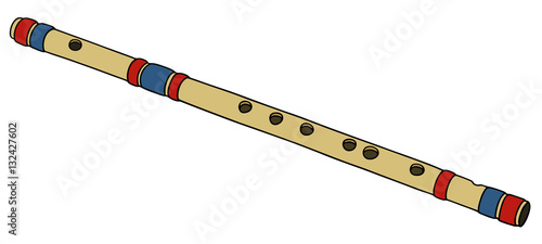 Hand drawing of a bamboo flute