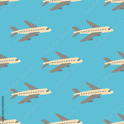 Seamless vector pattern with planes. © Nadzin