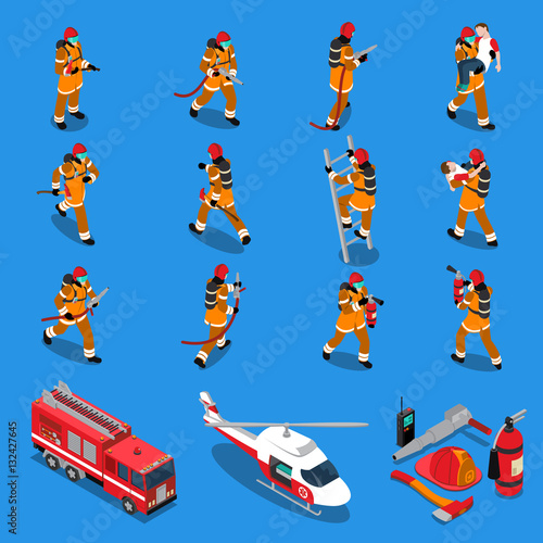 Fireman Isometric Set