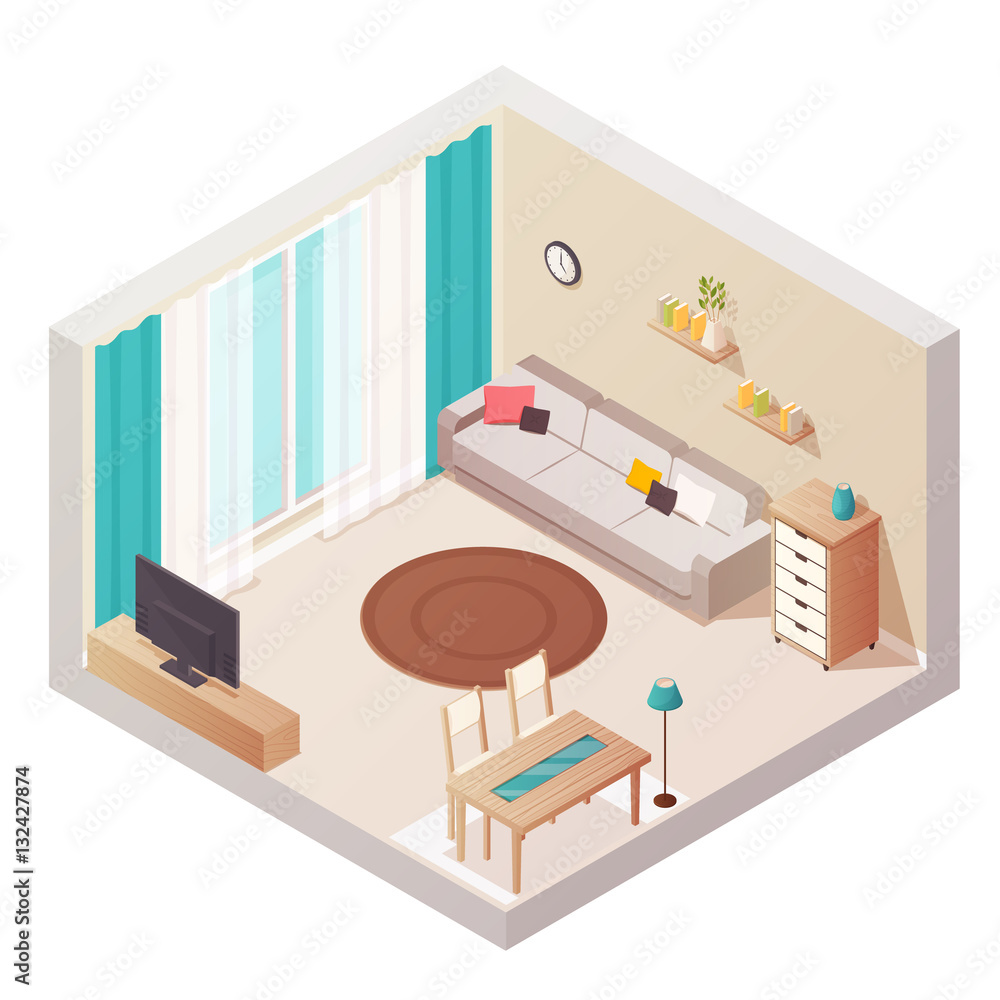 Isometric Living Room Interior