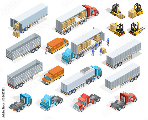 Transportation Isometric Elements Set