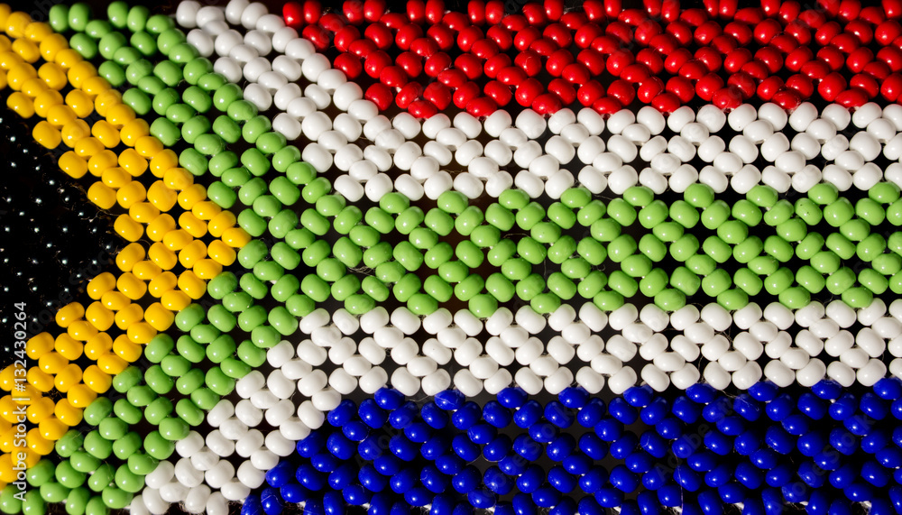 South African beads flag. Tribal modern art. StockFoto Adobe Stock