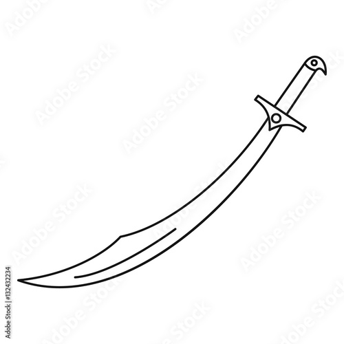 Arabian scimitar icon  outline style