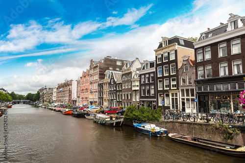 Canvas Print Canal in Amsterdam