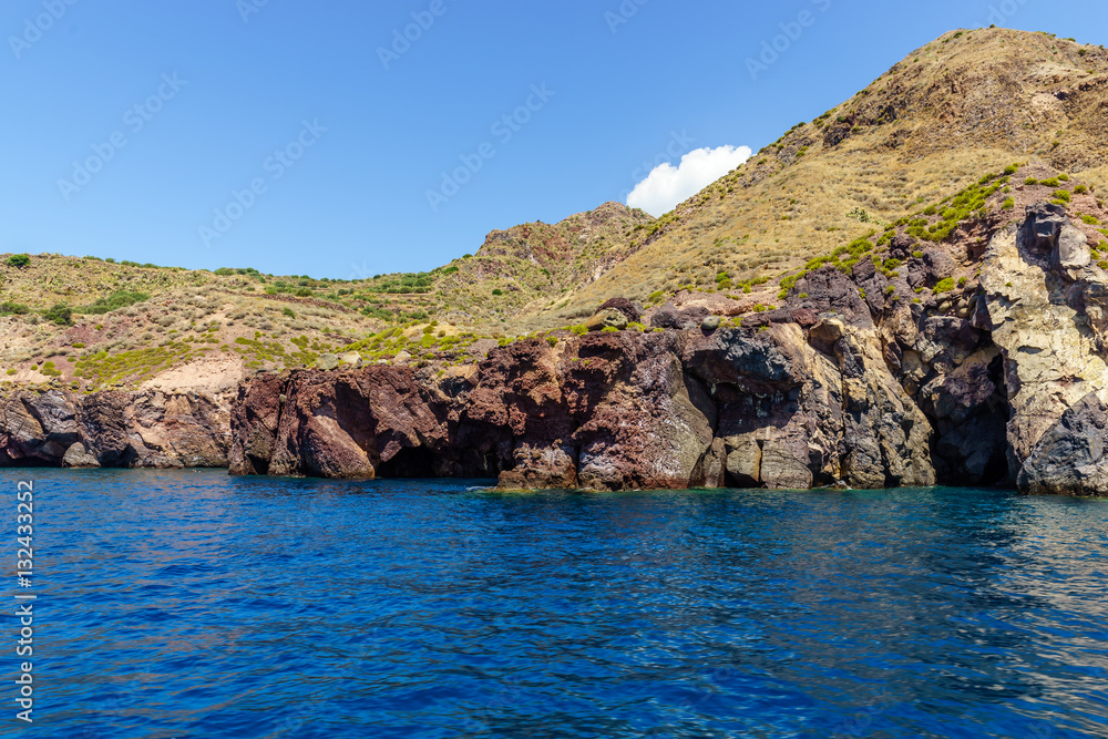 Coast of the beautiful island of the Lipari, Aeolian Sicily Coast of the beautiful island of the Lipari, Aeolian Sicily