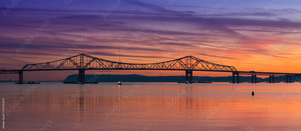 Photography Poster Tappan Zee Bridge Silhouette at sunset panorama