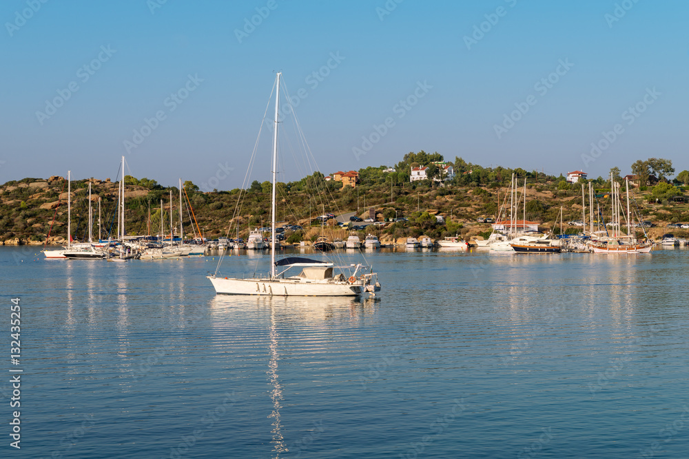 Marina at  Aegean sea coast ,  Sithonia, Chalkidiki, Greece.