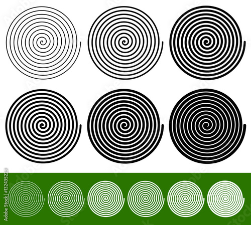 Logarithmic spirals with thinner and thicker lines