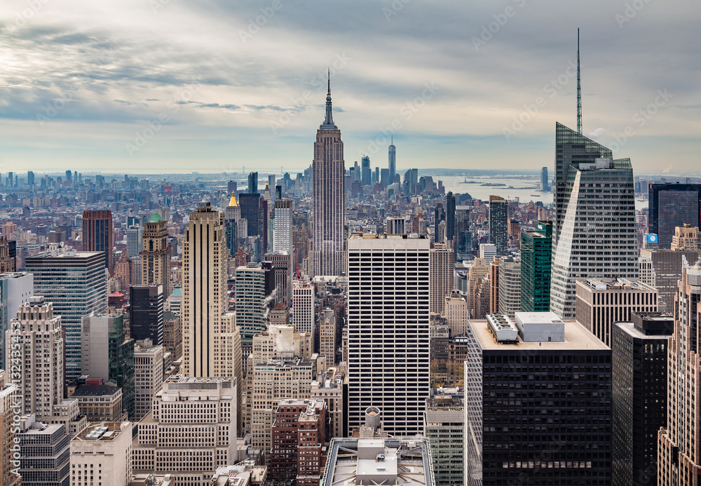 Aerial view of Manhattan skyscrapers in New York