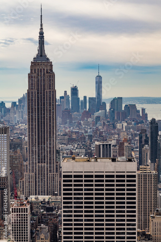 Aerial view of Manhattan skyscrapers in New York
