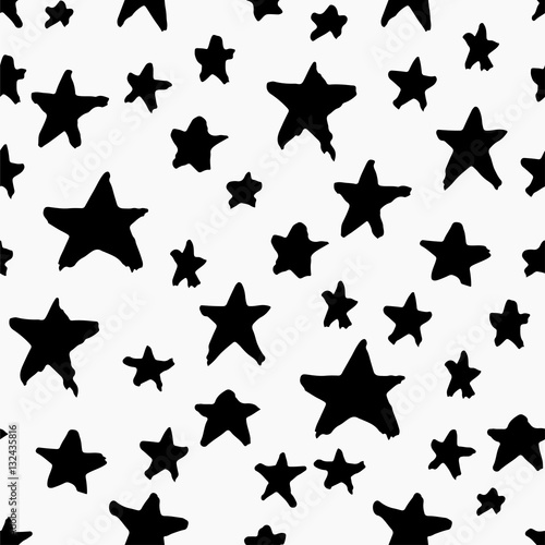Monochrome seamless pattern with stars