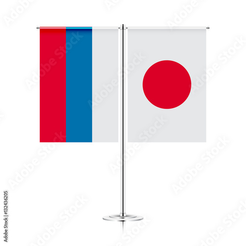 Free Download table stand with flags of russia and japan. symbolizing the cooperation between the two countries. vector table flags - GFXLoad