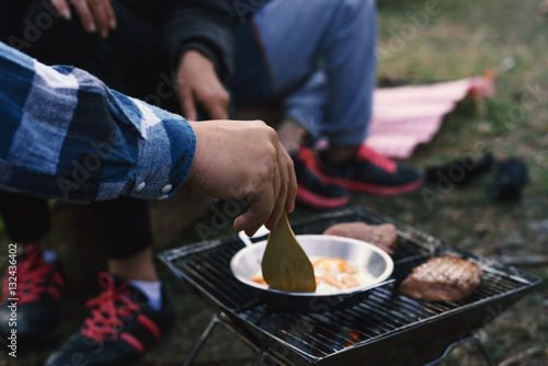 Breakfast Camping,People Friendship Traveling Camping Concept