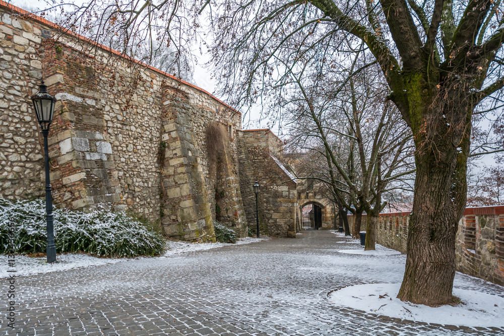 Path to Sigismund Gate in Bratislava castle hill Path to Sigismund Gate in Bratislava castle hill