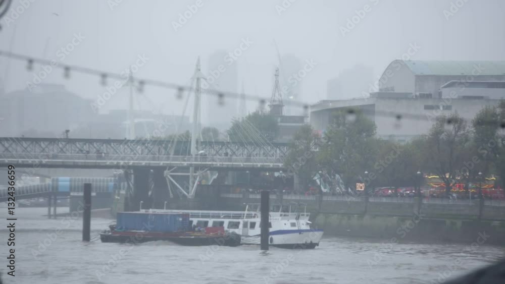 Thames River in the fog in London Thames River in the fog in London