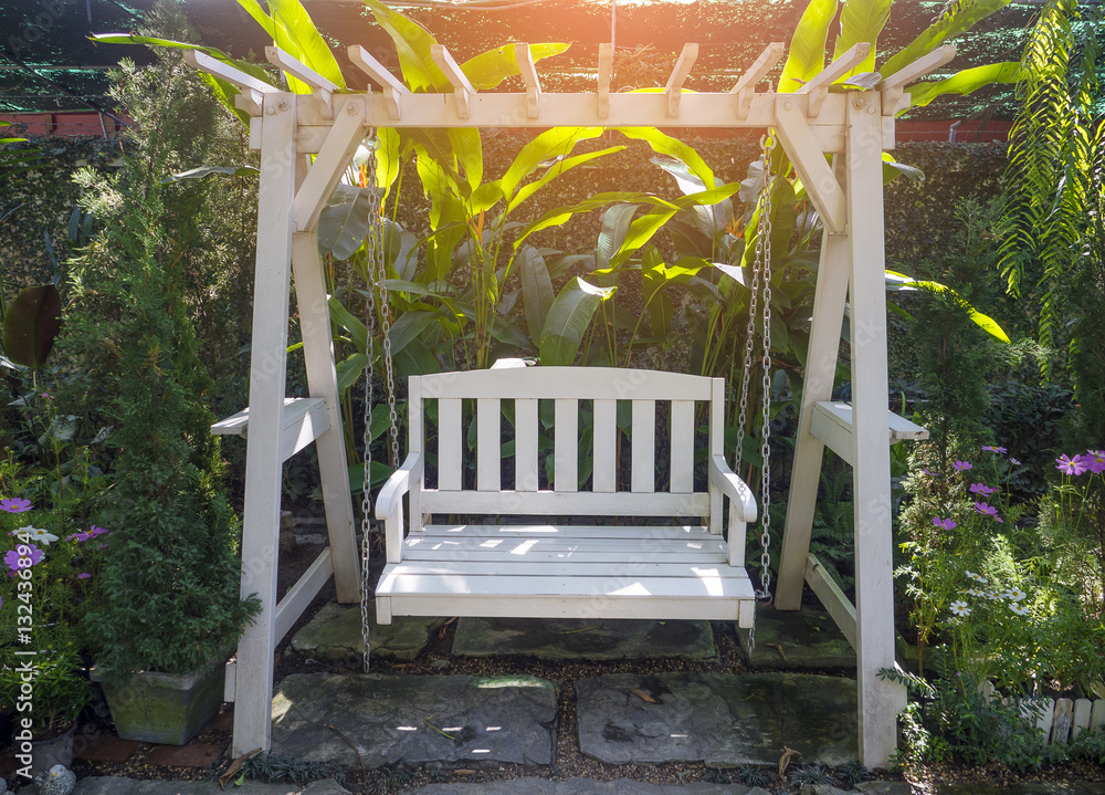 White wooden porch swing deals