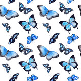 Butterflies. Seamless background. Watercolor